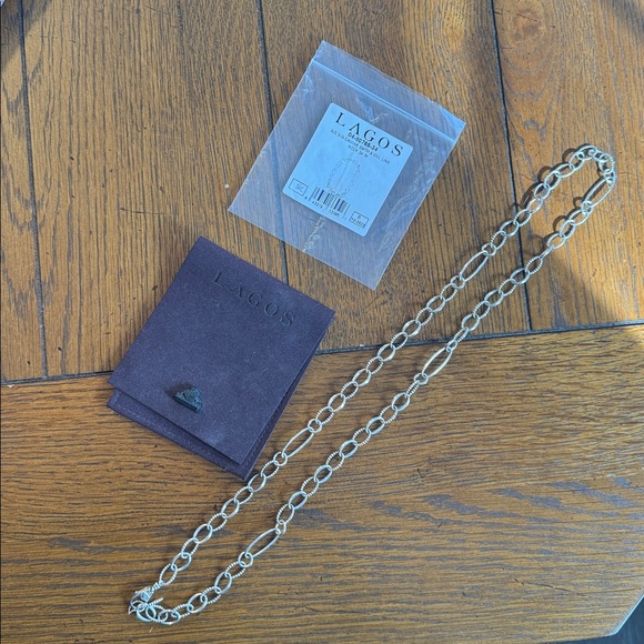 LAGOS SILVER SIGNATURE CAVIAR OVAL LINK CHAIN 34” NECKLACE - Picture 3 of 7